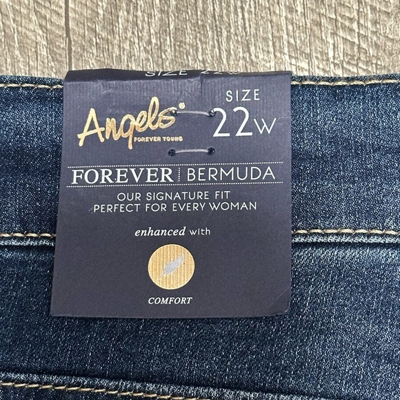 Women’s Angels 22W 2X Navy Blue Denim Jeans Shorts Rolled Hem Stretch NWT - Picture 9 of 12